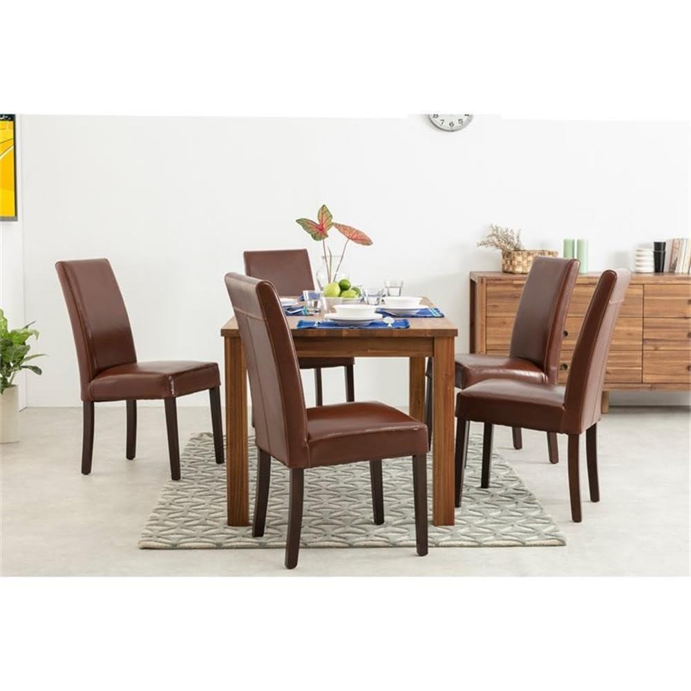 Amber Brown Solid Acacia Wood Rectangular Dining Table, 71"