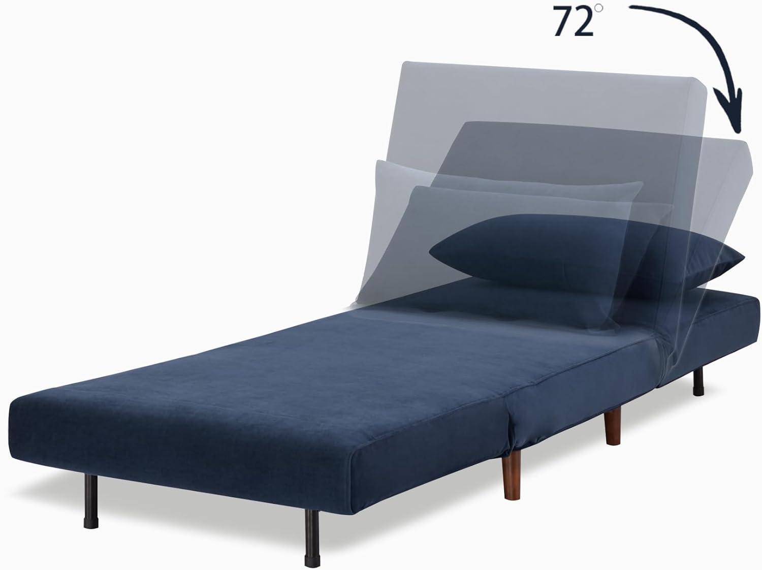 A&D Home Tustin Polyester Convertible Futon Chair, Velvet Blue