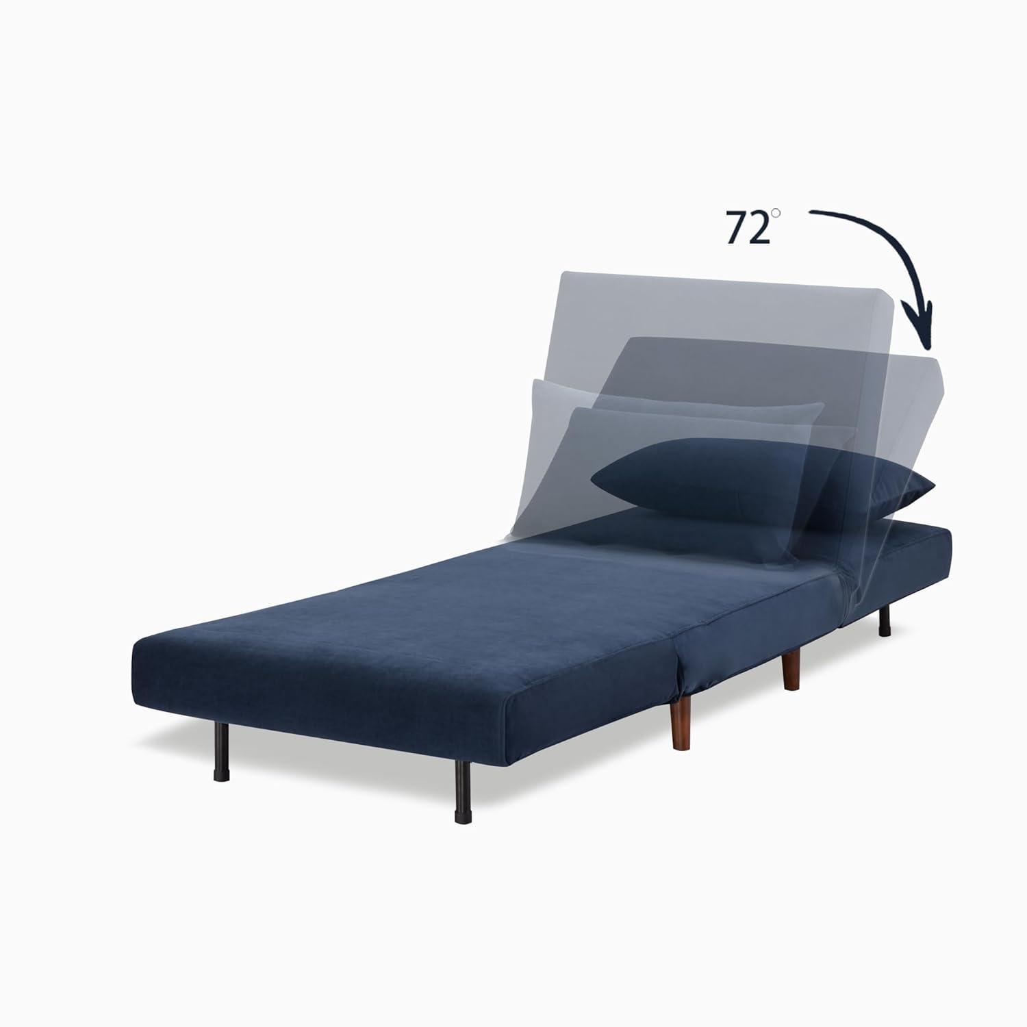 A&D Home Tustin Polyester Convertible Futon Chair, Velvet Blue