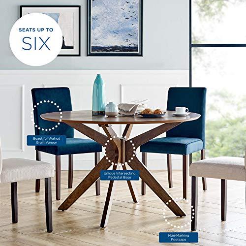 Crossroads 47" Round Walnut Grain Pedestal Dining Table