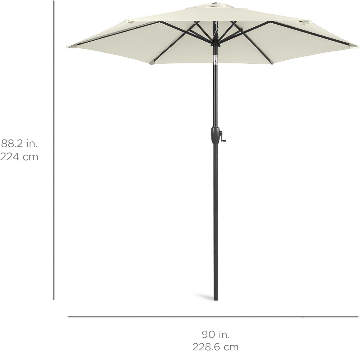 Ivory Hexagon Outdoor Umbrella with Steel Frame and Crank Lift