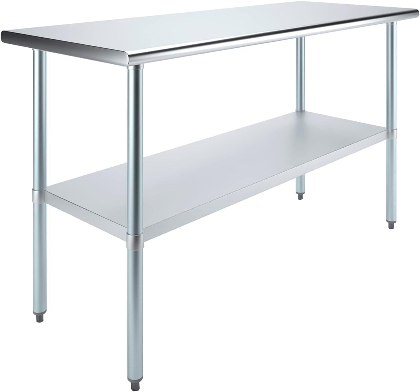 Heavy Duty Stainless Steel Prep Table with Galvanized Shelf and Legs