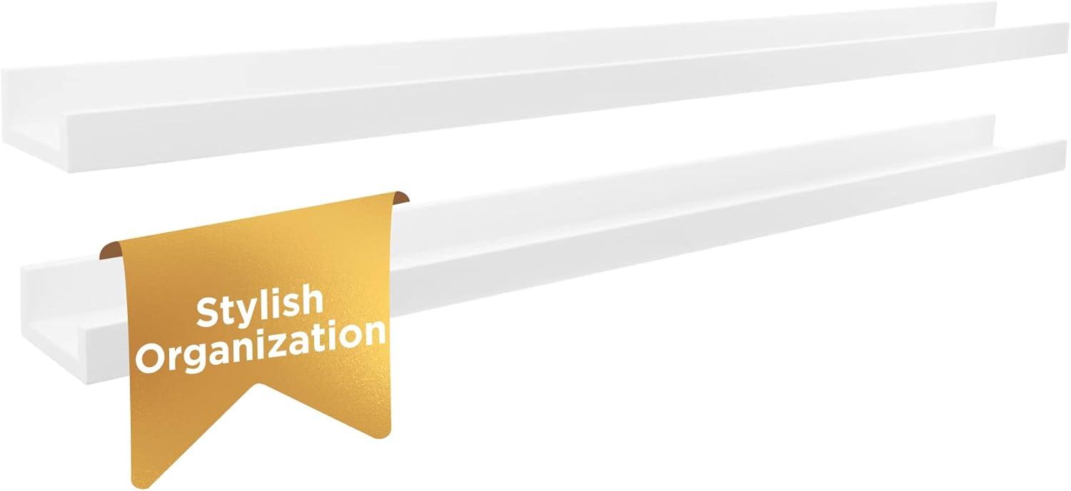 kieragrace KG Modern  Edge Frame Ledge  Set of 2 White Engineered Wood