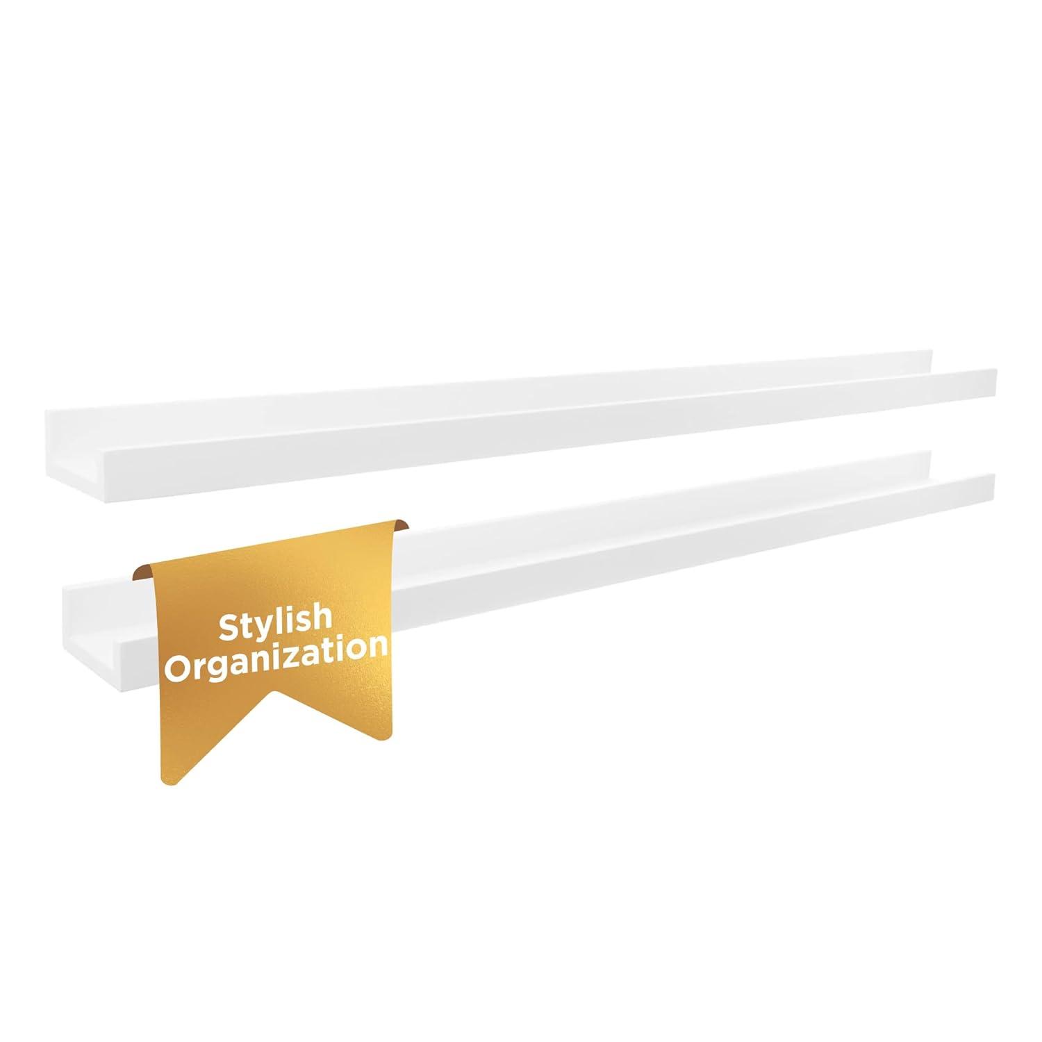 kieragrace KG Modern  Edge Frame Ledge  Set of 2 White Engineered Wood