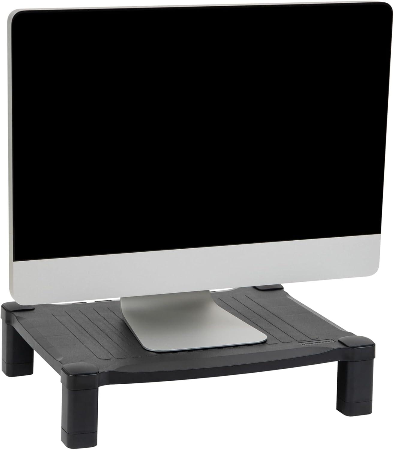 Mind Reader Adjustable Plastic Monitor and Laptop Stand, Black