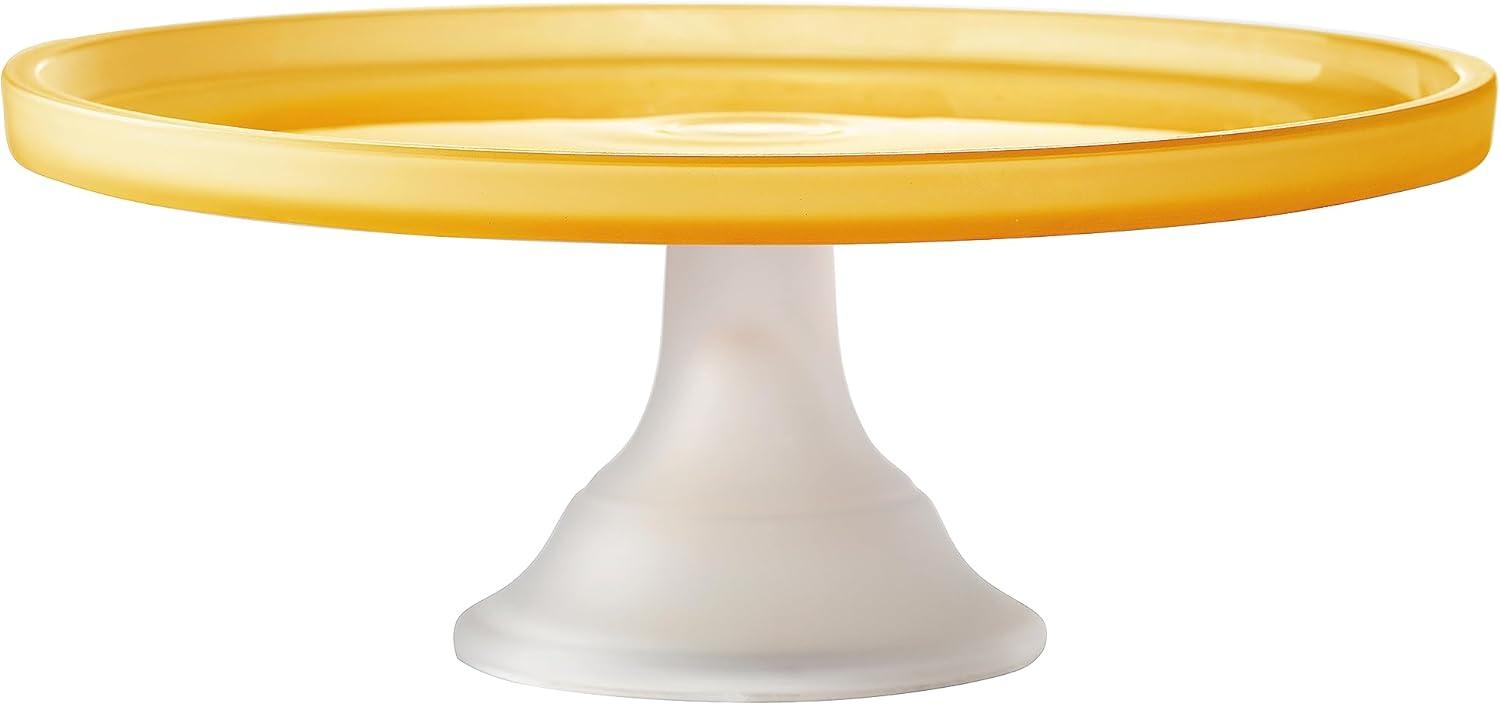 Elle Decor Glass Cake Plate Stand, Frosted Glass Pedestal Perfect for Cakes & Desserts