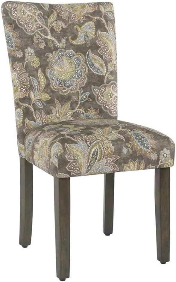 HomePop Parsons Classic Upholstered Accent Dining Chair, Set of 2, Multicolor Gray Floral