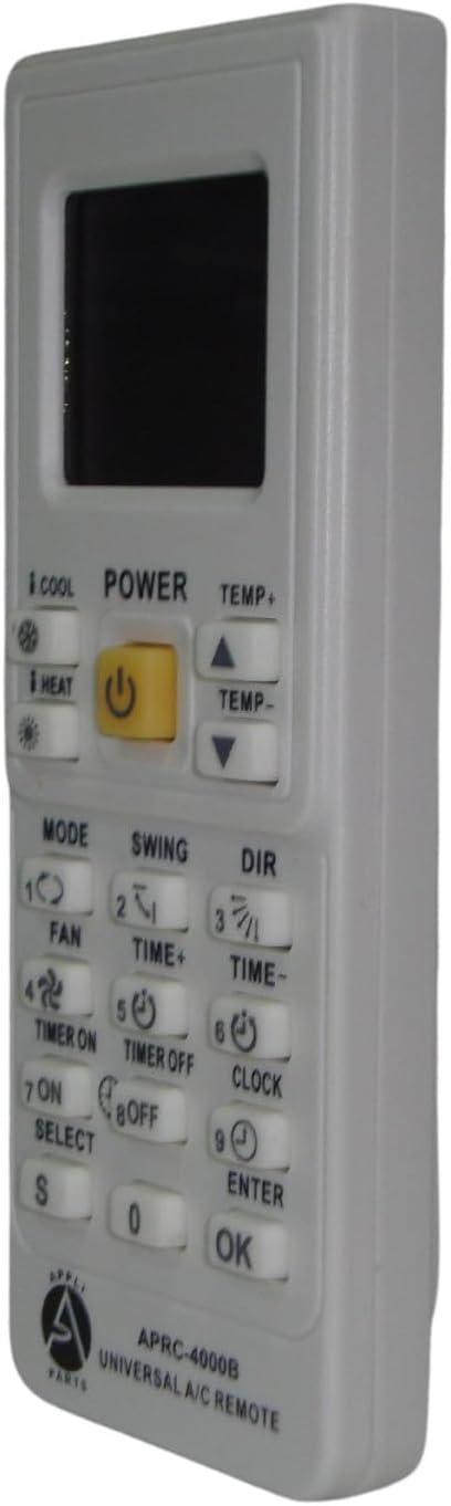 Appli Parts APRC-4000B Universal Air Conditioning Remote Control, 1.5 in LCD, Celsius, 4,000 Frequencies