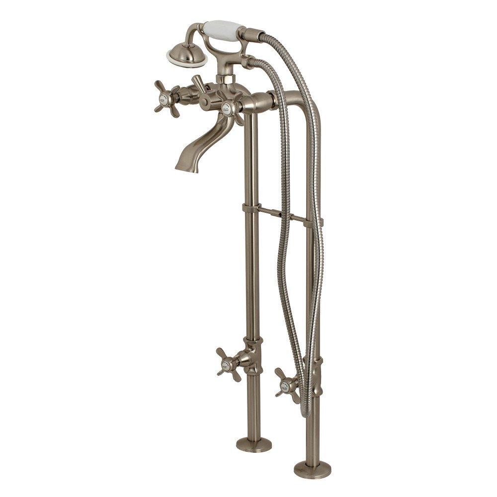 Kingston Brass Kingston Three-Handle 2-Hole Freestanding Tub Faucet with Supply Line and Stop Valve
