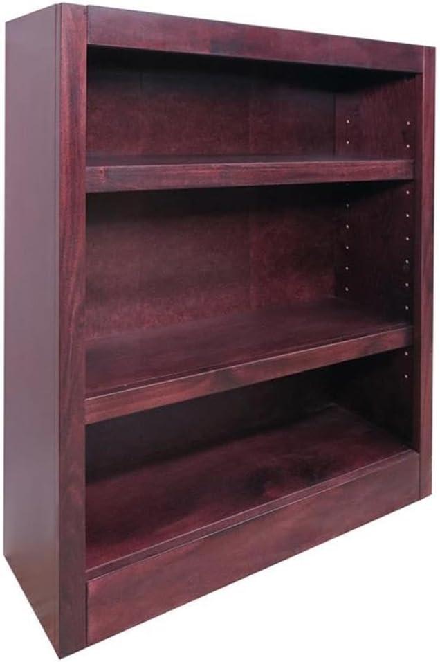 Traditional 36" Tall 3-Shelf Wood Bookcase in Cherry