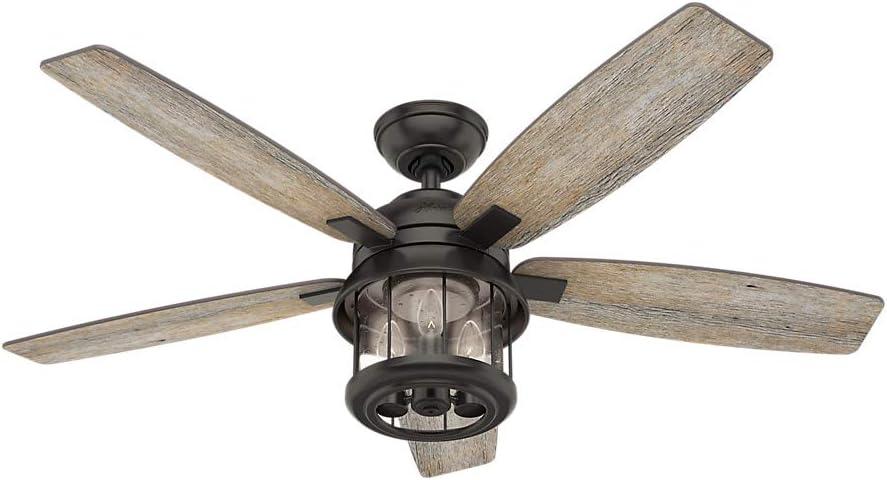 52" Noble Bronze Ceiling Fan with Seeded Glass Light