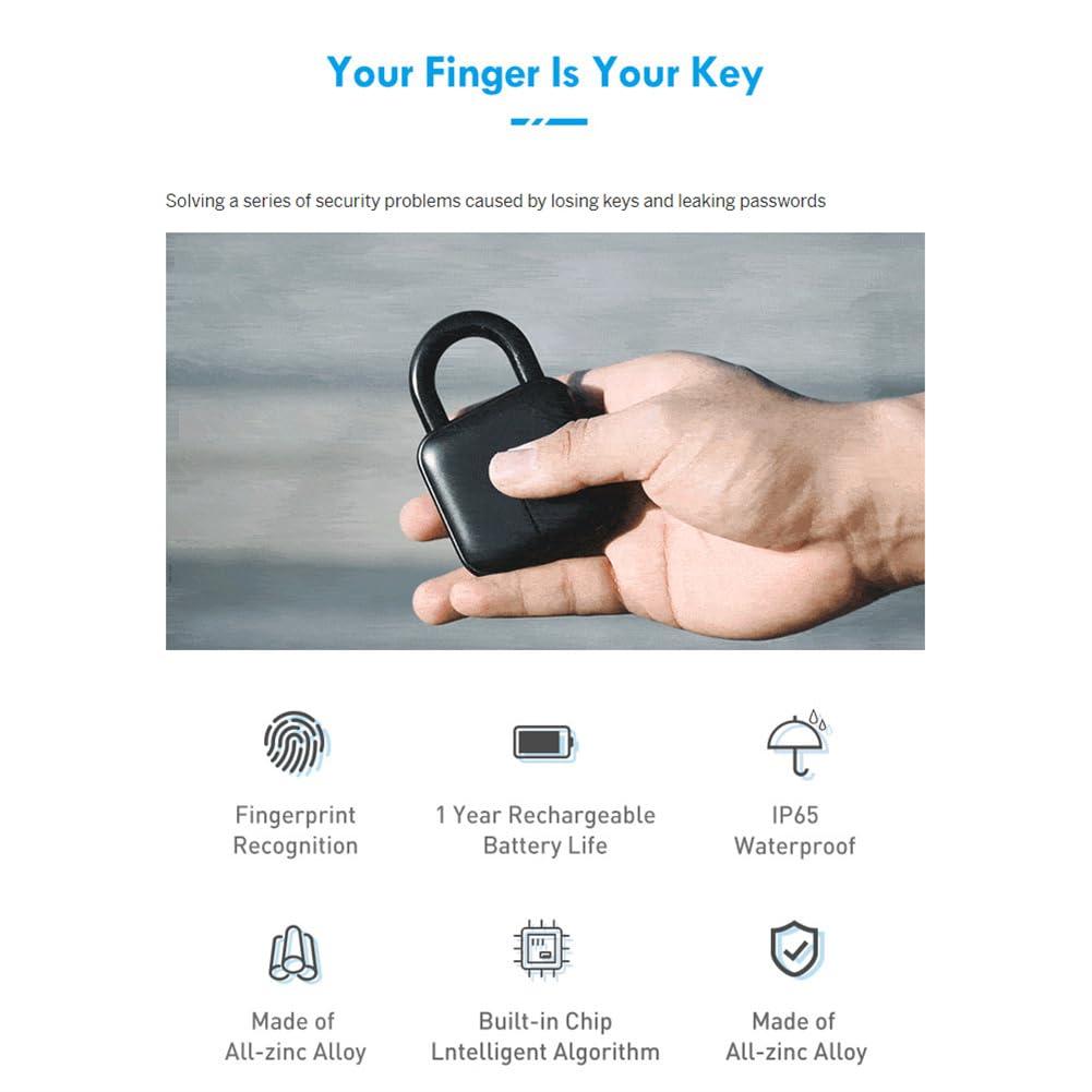Smart Biometric Fingerprint Combination Keyless Door Lock Bluetooth 4.2 Anti-Theft Security Padlock