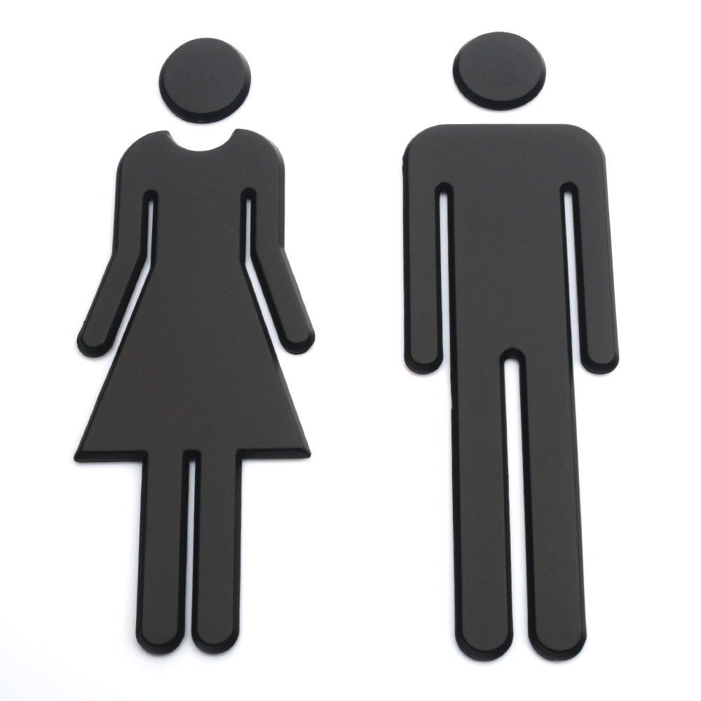 Uxcell Bathroom Sign, Acrylic Restroom Men's and Women's Gender Sign, Black 1 Set