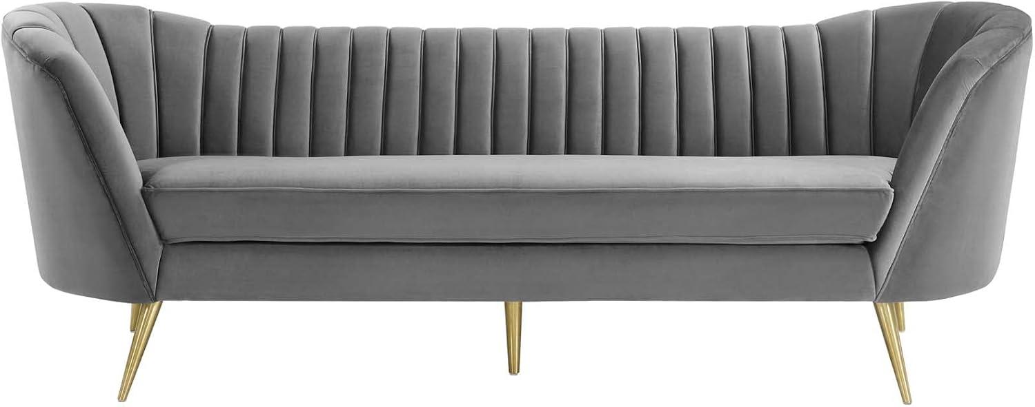 Silver Orchid Adams Vertical Channel Tufted Curved Velvet Sofa by Modway