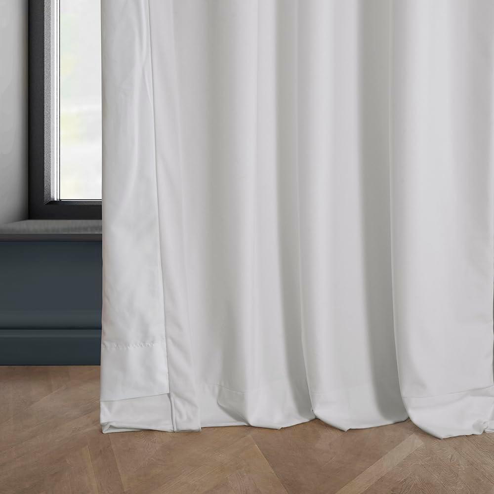 Pillow White Velvet Rod Pocket Room Darkening Curtain - 50 in. W x 108 in. L Single Panel Window Velvet Curtain