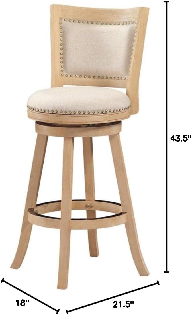 Boraam Wood Melrose Bar Stool in Driftwood Cream Wire-Brush and Ivory Finish