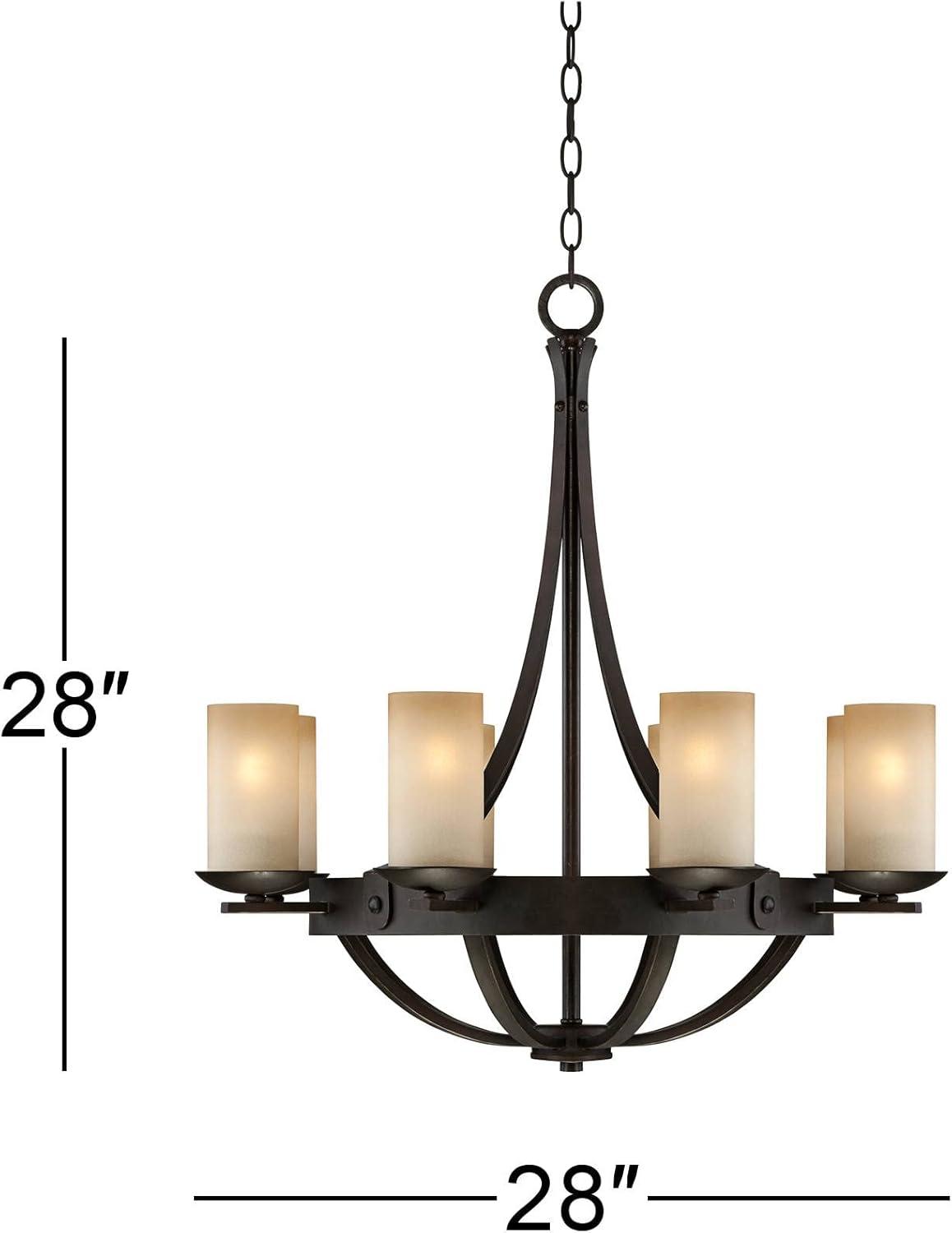 Industrial Bronze 8-Light Chandelier with Scavo Glass Shades