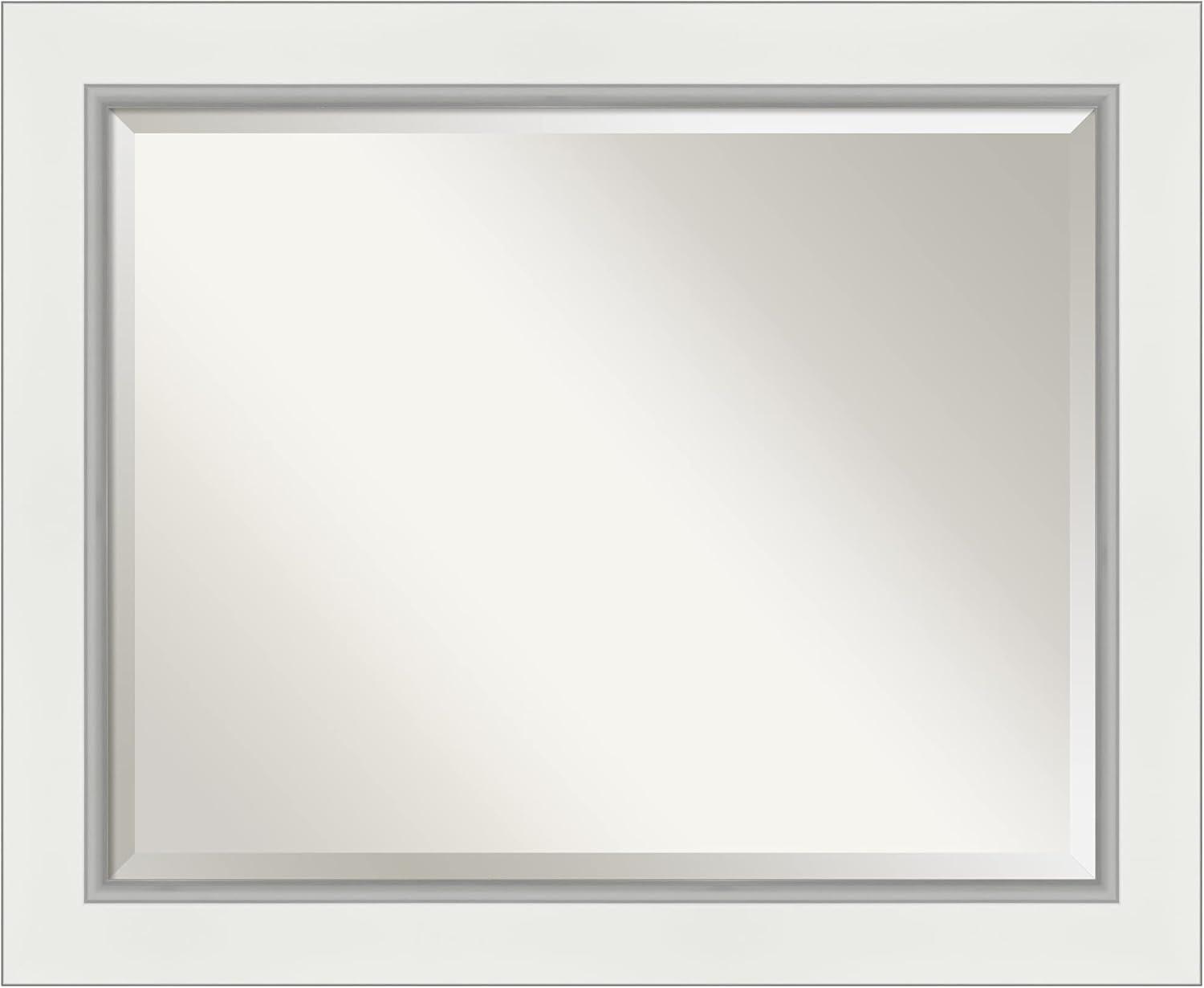 Eva White Silver Framed Bathroom Vanity Wall Mirror - Amanti Art