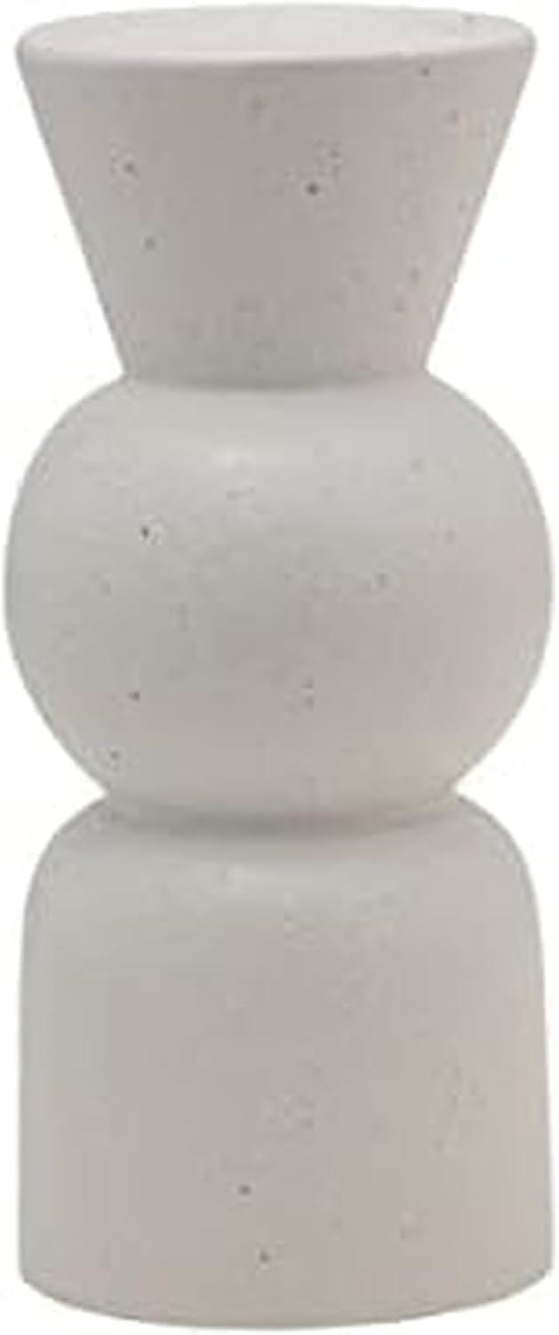 Elements 9 Inch Ceramic White Mid Ball Candle Holder