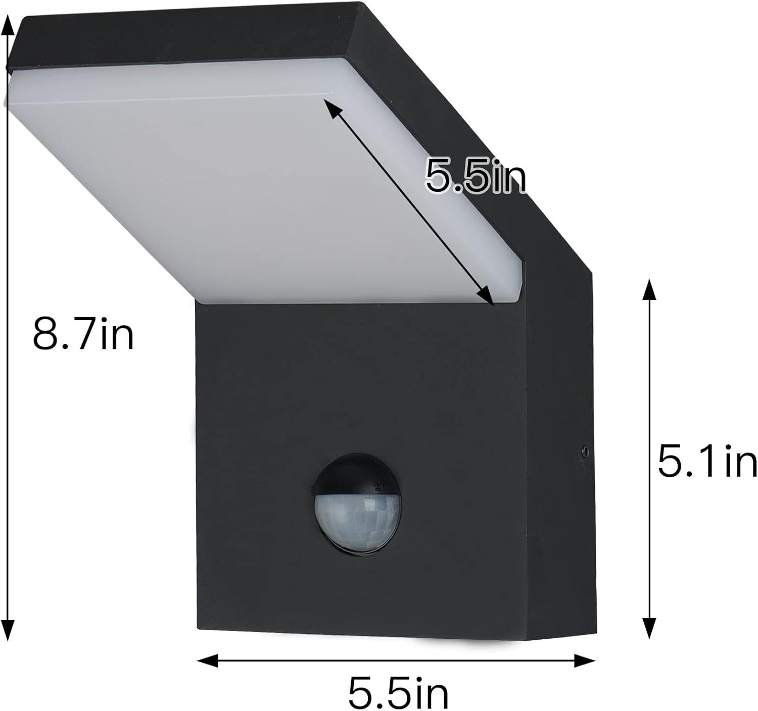 Black Aluminum LED Motion Sensor Outdoor Wall Sconce Set