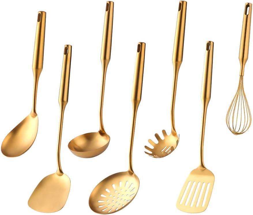 7-Piece Gold Stainless Steel Modern Cooking Utensil Set