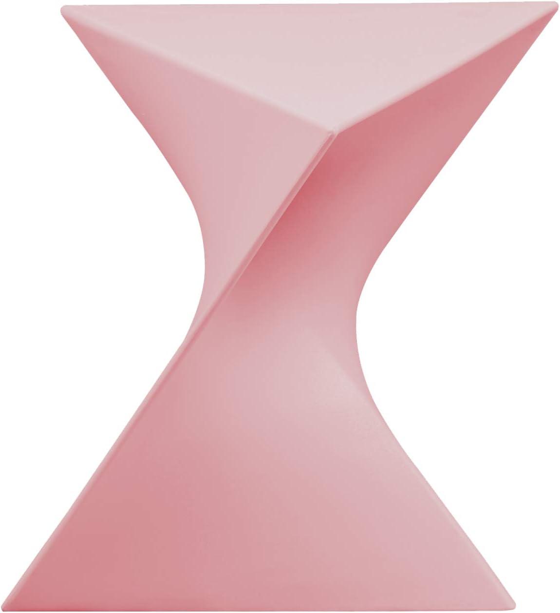 LeisureMod Randolph Modern Plastic Triangle End Table in Pink