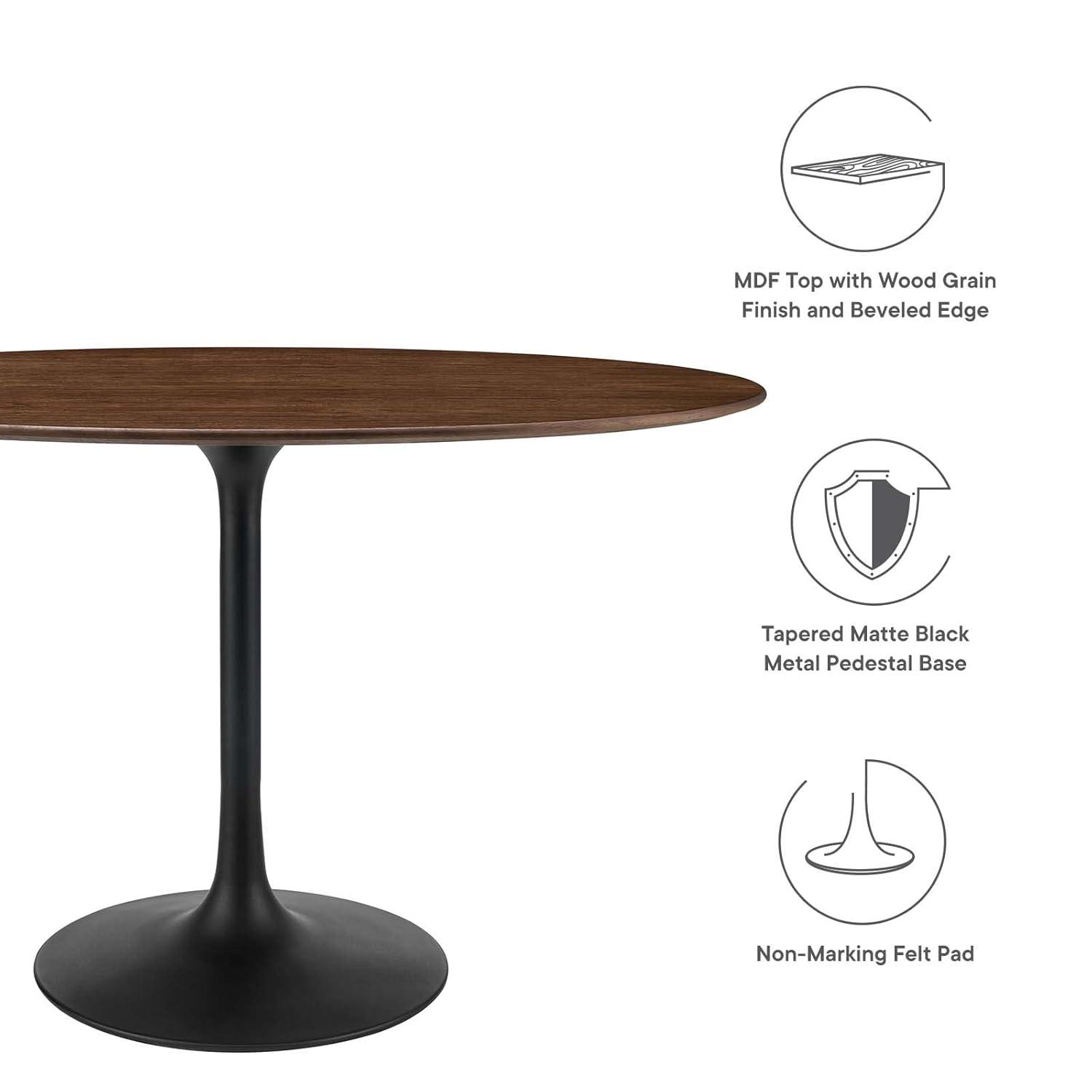 Modway Lippa 48" Oval Wood Grain Dining Table in Black Walnut