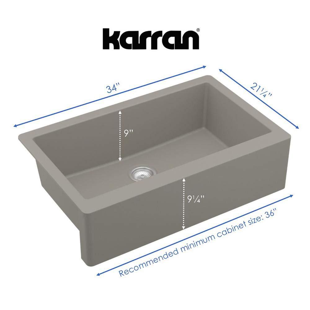 Karran Farmhouse/Apron-Front Quartz Composite 34'' X 21-1/4'' Single Bowl Kitchen Sink