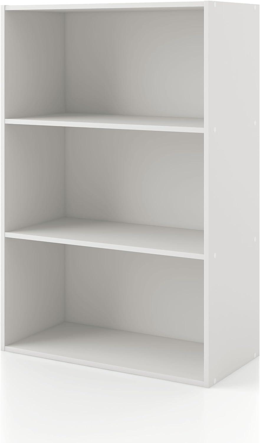 24/7 Shop At Home 35" Silkpath Modern 3 Tier Stackable and Modular Open Bookcase White: MDF Construction, 11" Cube Compatible