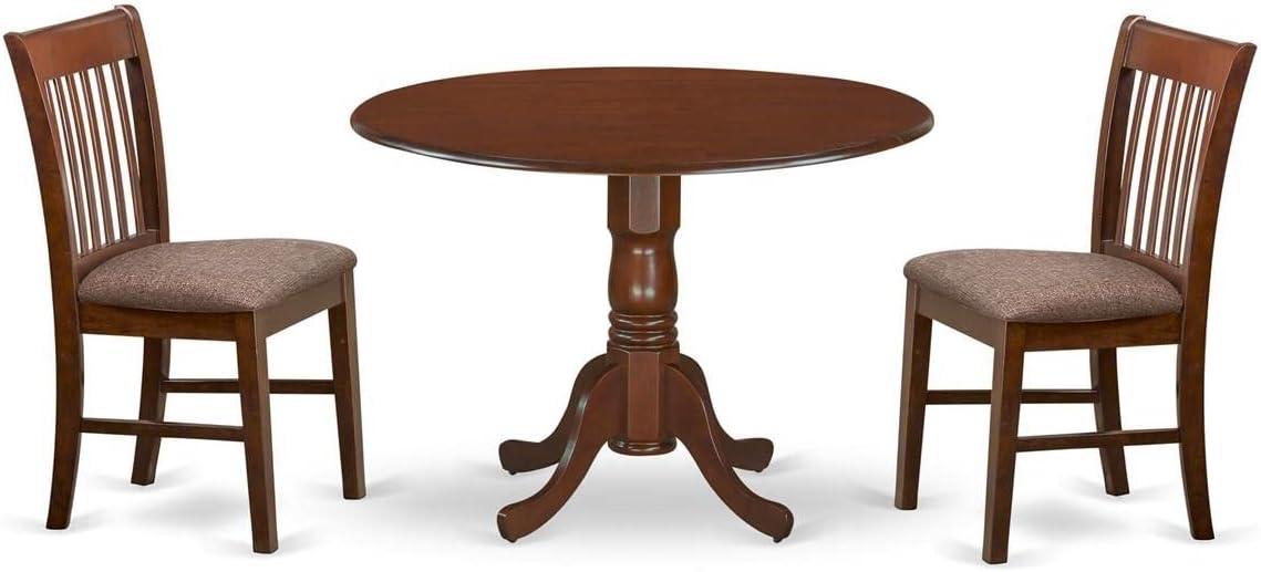 East West Furniture Dublin 3-piece Traditional Wood Dining Set in Mahogany