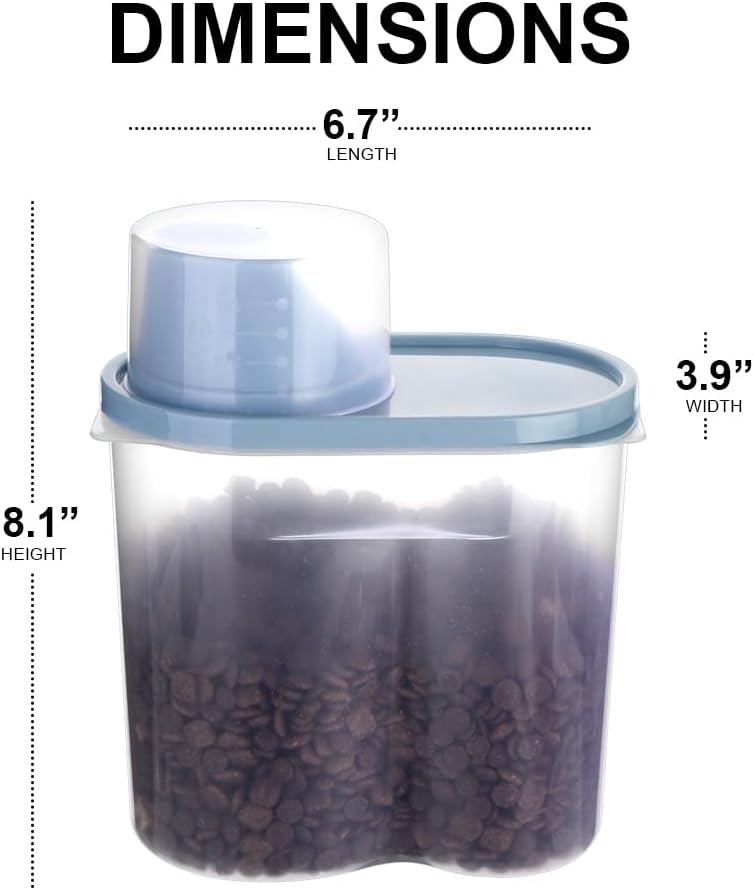 GreenJoy Pet Food Container Dog Cat Food Storage with Measuring Cup GreenJoy 2 Pack 2lb/2.5L