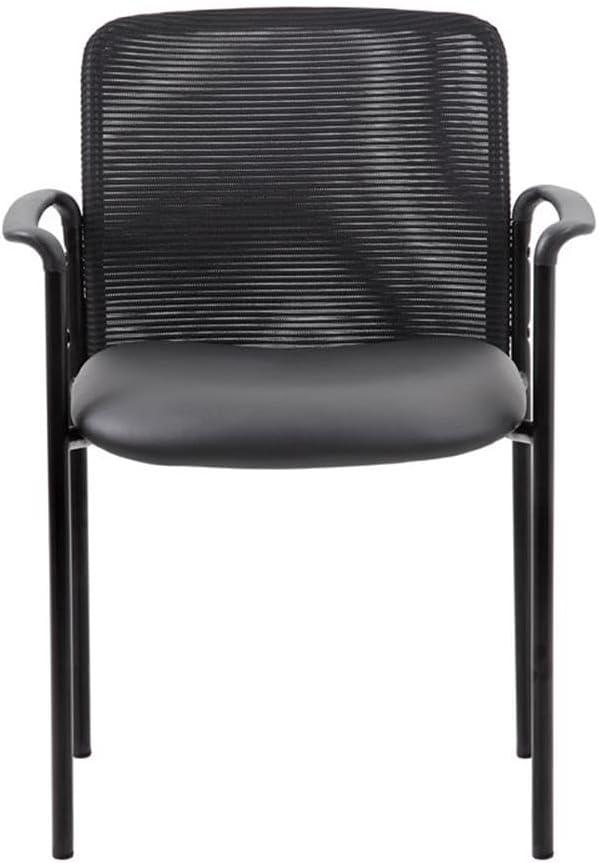 Guest Chair Black - Boss Office Products: Modern Upholstered Office Seating with Lumbar Support, Fixed Arms