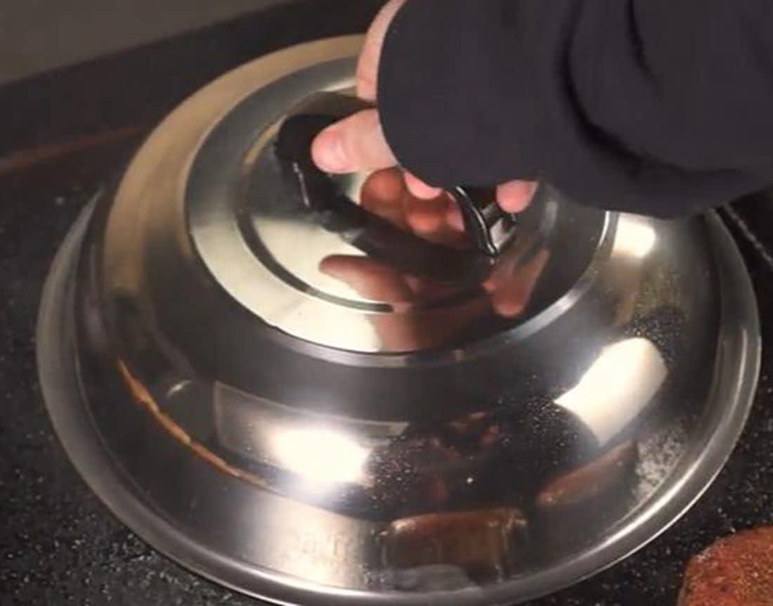 Compact 12-Inch Stainless Steel Round Basting Cover