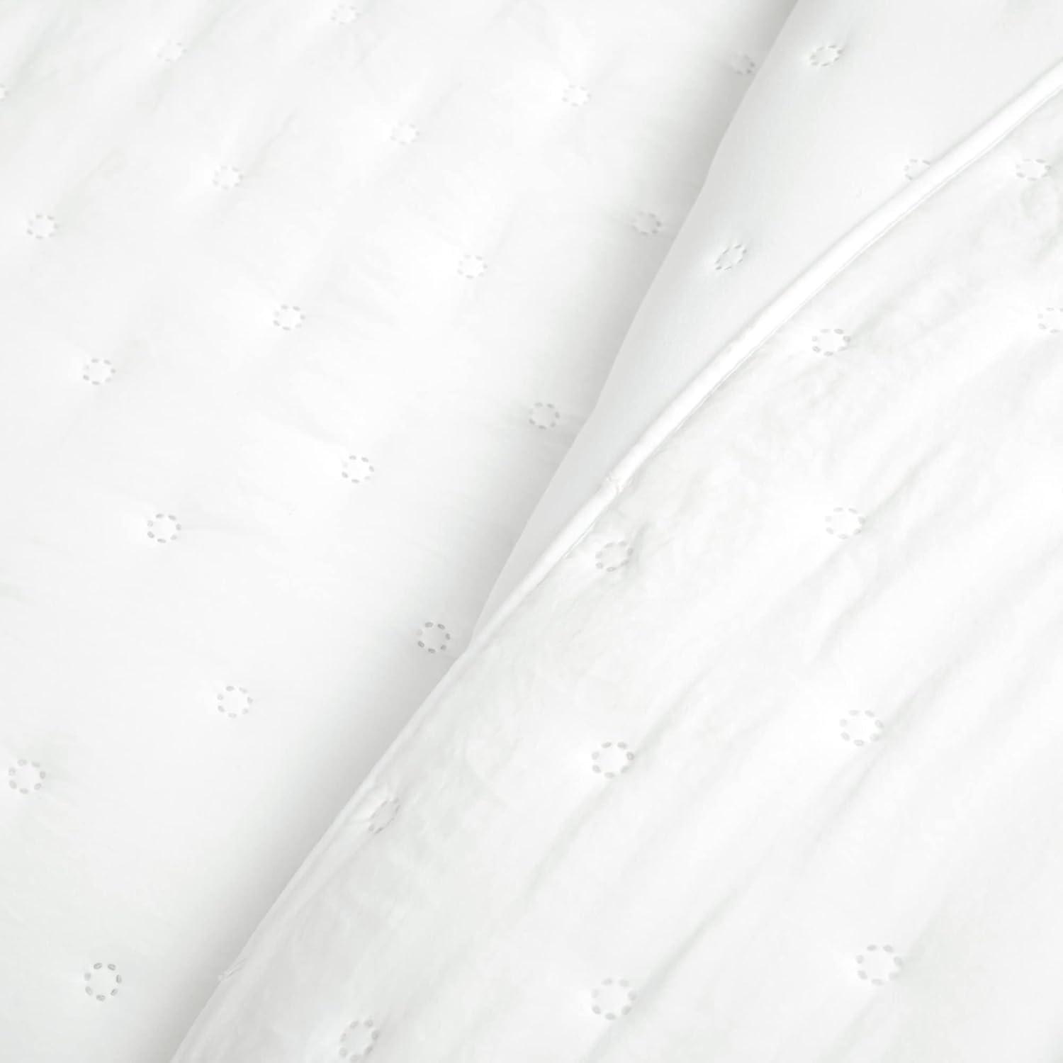 Reyna Ruffle Reversible Oversized Quilt White 3Pc Set King