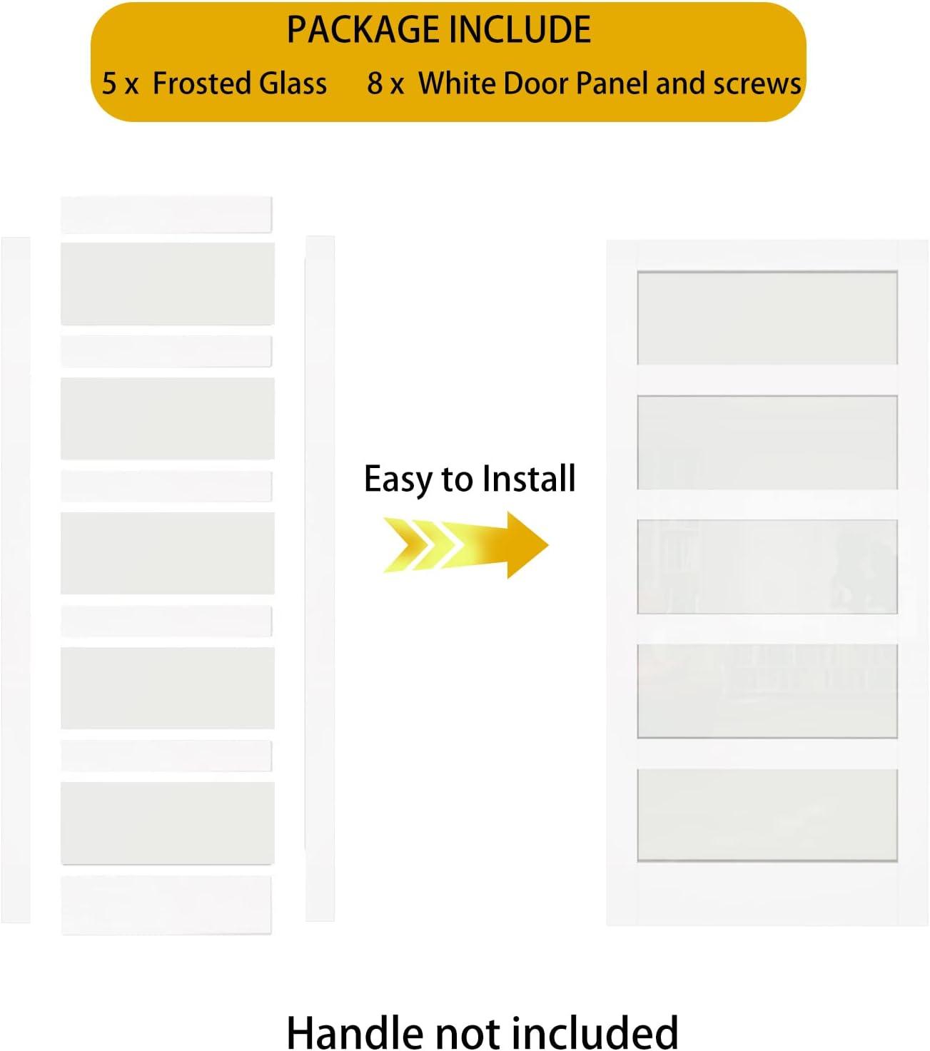 White 30"x 80" French Interior Door with Frosted Glass Panels