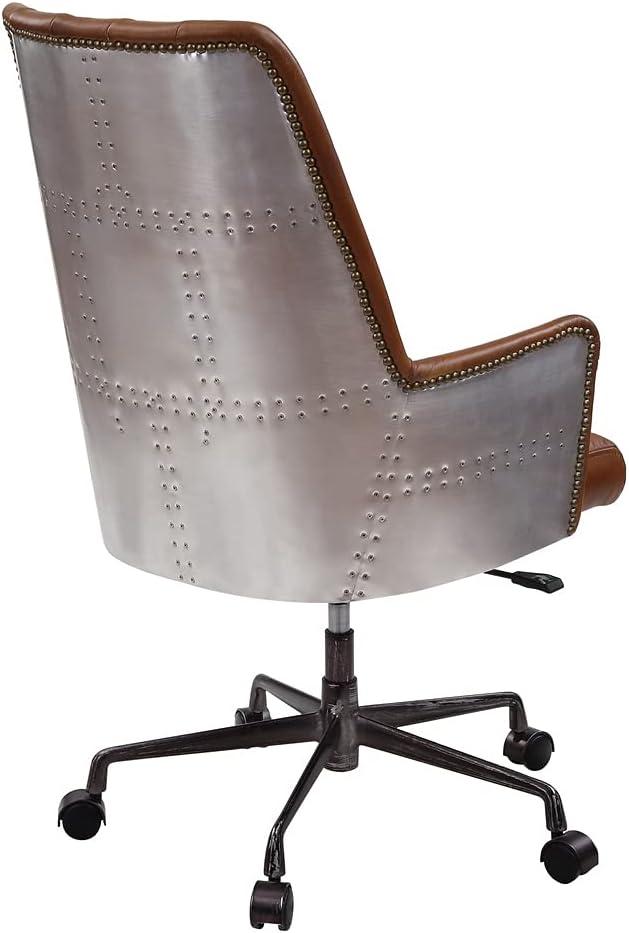 AcmeFurniture Office Chair, Sahara Leather & Aluminum 28"D x 25"W x 43"H