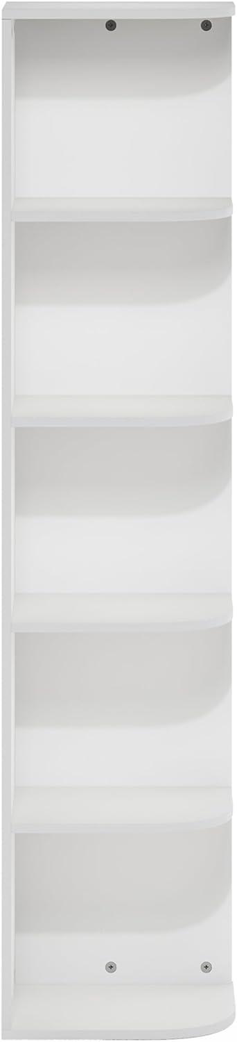 Furinno Pasir 5-Tier Corner Open Shelf Bookcase, White