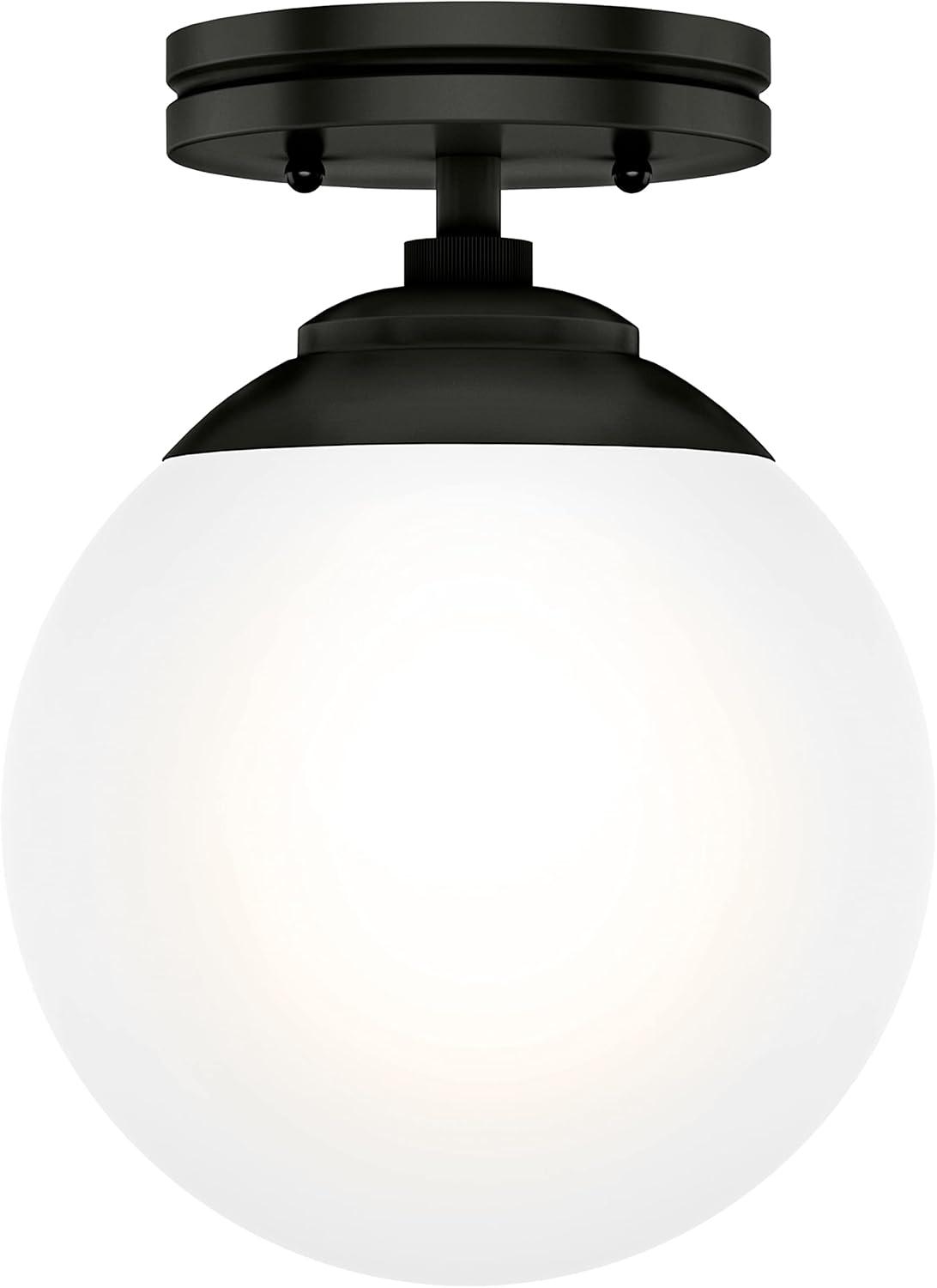 Matte Black Modern LED Indoor/Outdoor Flush Mount Light with Cased White Glass