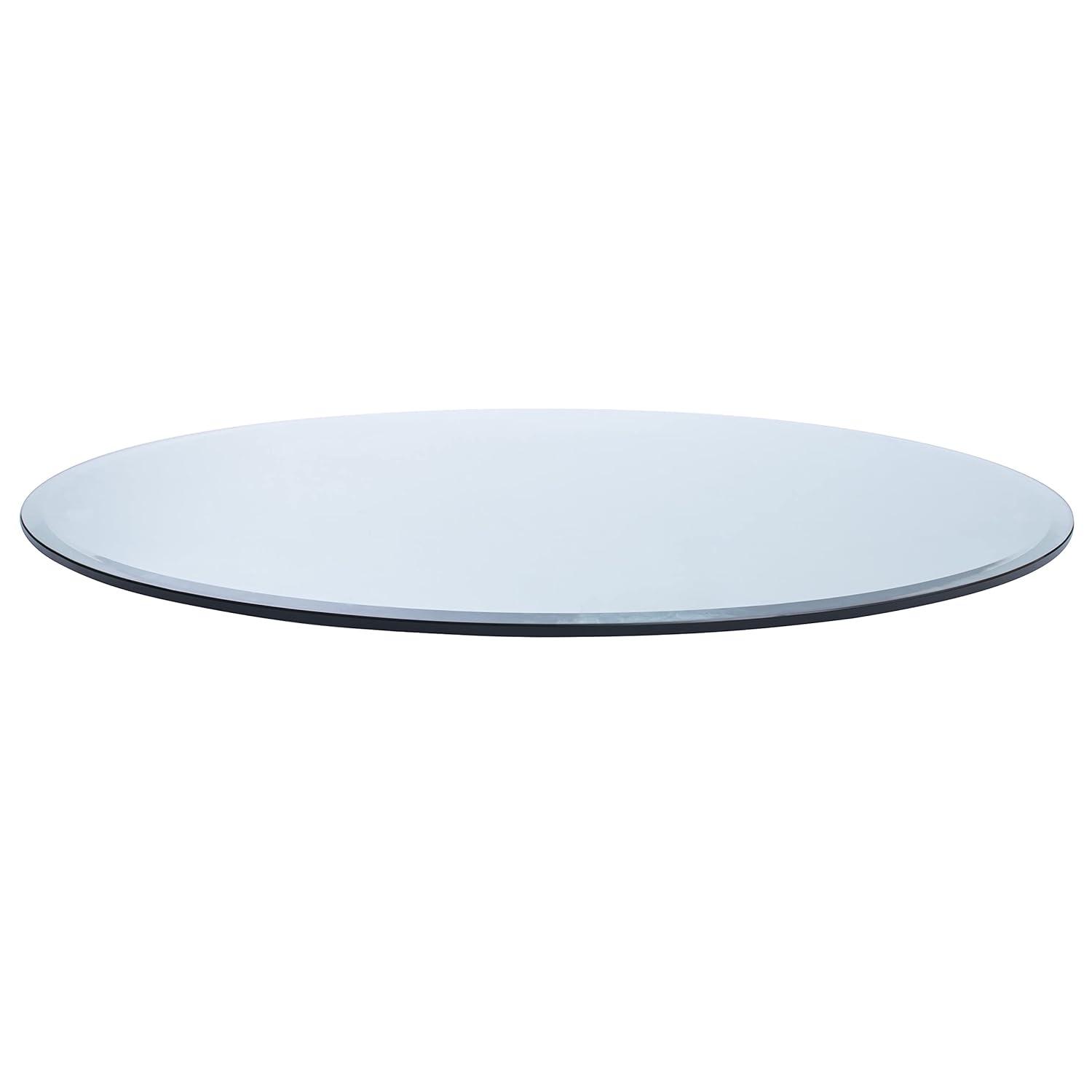 Spancraft 24" Inch Round 1/2" Thick Clear Glass Table Top with Beveled Edge and Tempered Glass, Replacement Glass Table Top, Great for Dining Tables, end Tables, and Outdoor Patio Table Tops or Table