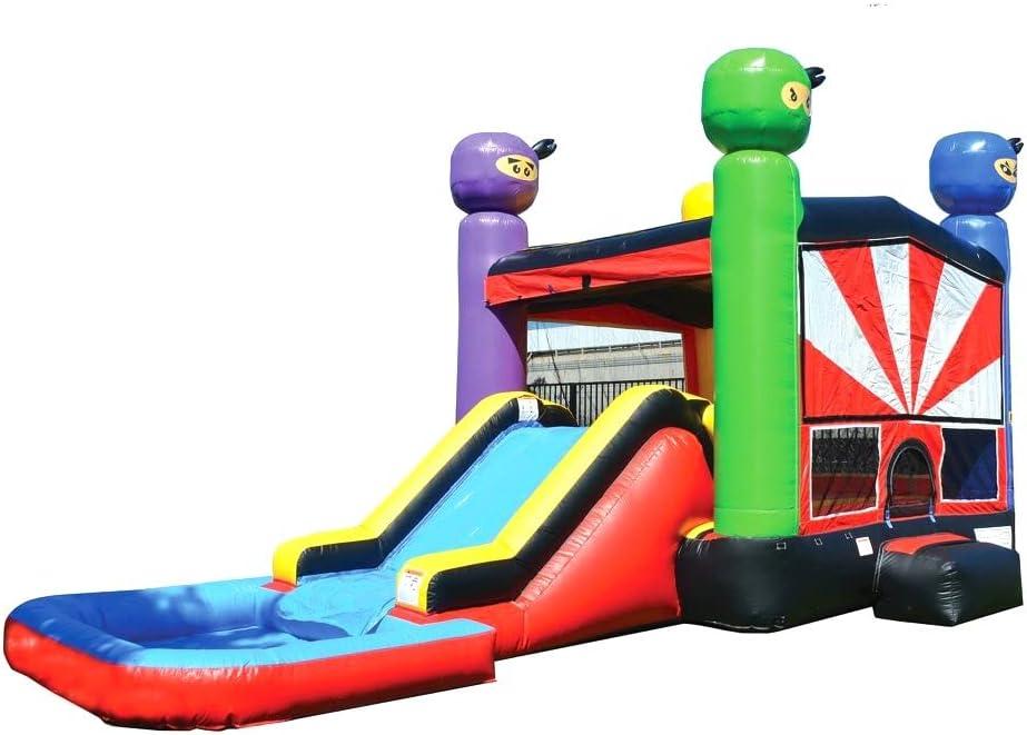 JumpOrange Ninja Commercial Grade Bounce House Water Slide with Splash Pool for Kids (with Blower)