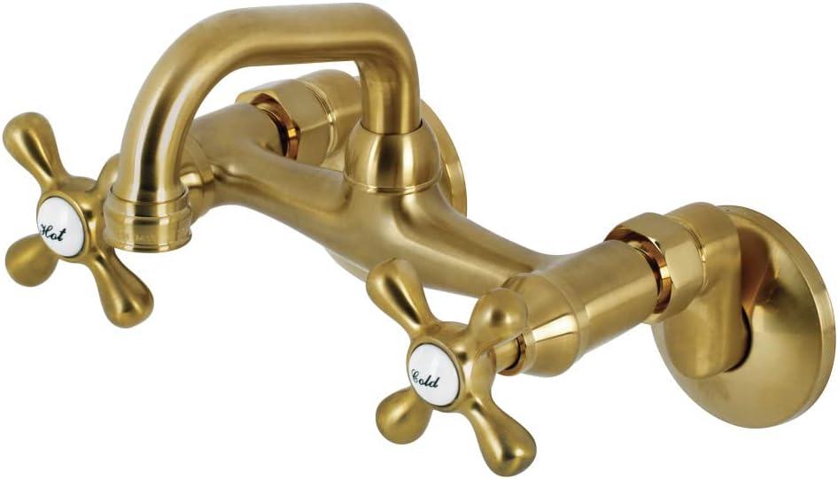 Elegant Traditional Brushed Brass Wall-Mount Bar Faucet