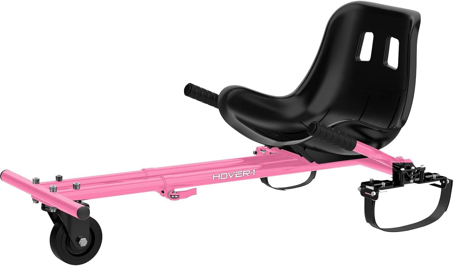 Pink Adjustable Hoverboard Go Kart Attachment with Hand-Operated Control