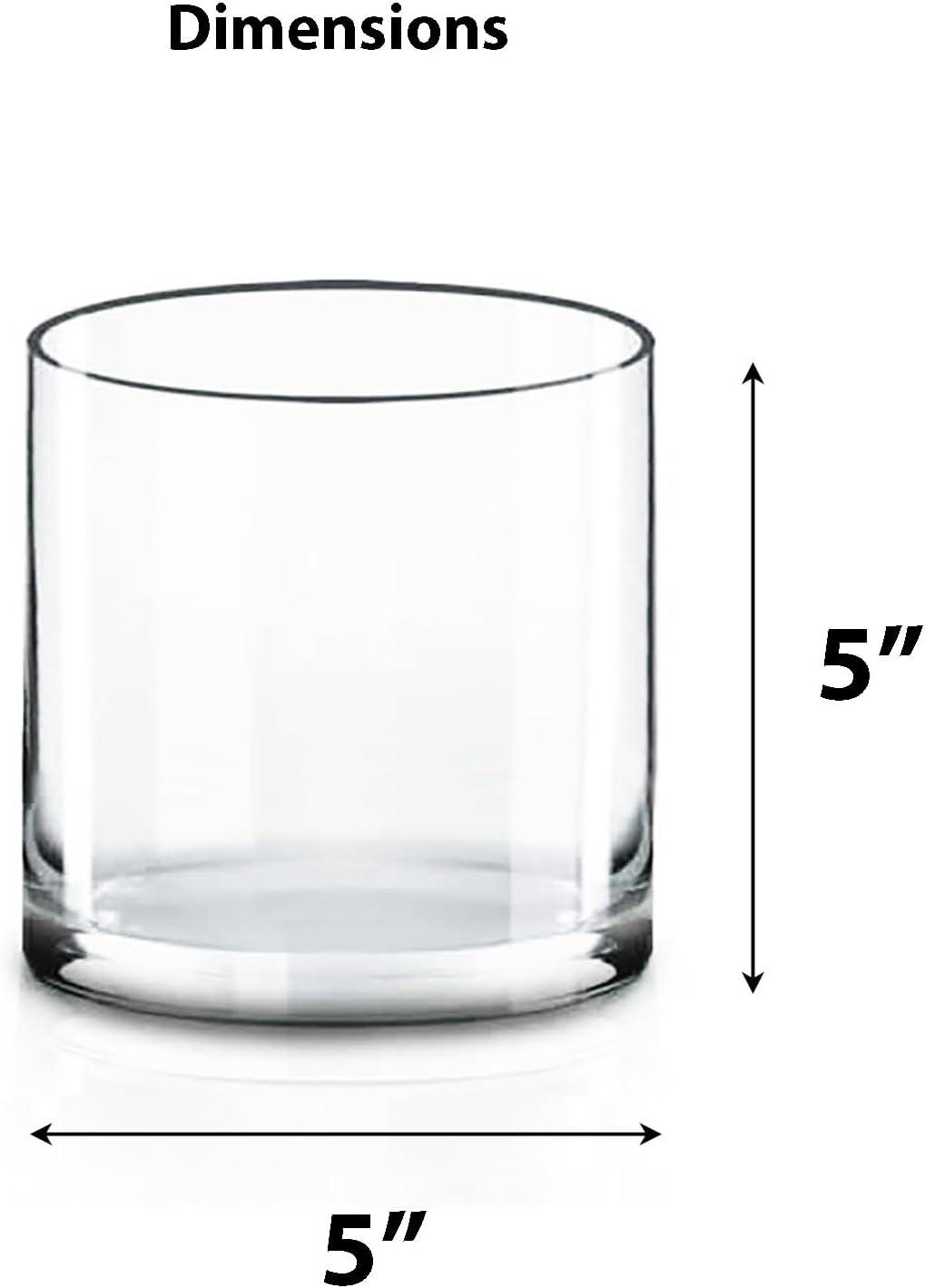 CYS EXCEL Glass Cylinder Vase (H:5" D:5") | Multiple Size Choices Glass Flower Vase Centerpieces | Hurricane Floating Candle Holder Vase