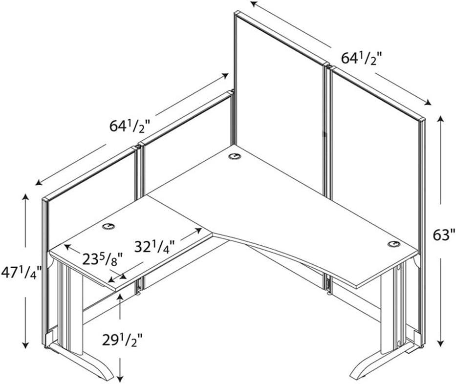 Office In An Hour L-Shaped 1 Person Cubicle with Cable Management
