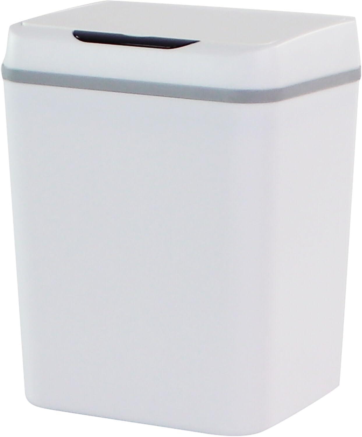 White Plastic Touchless Motion Sensor Trash Can, 2.3 Gallons