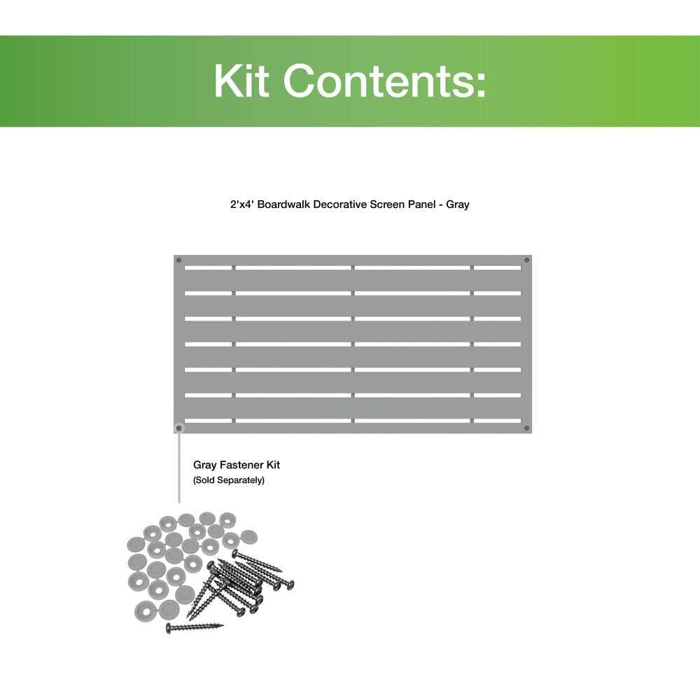 Boardwalk Gray Polypropylene Decorative Screen Panel, 2-ft x 4-ft