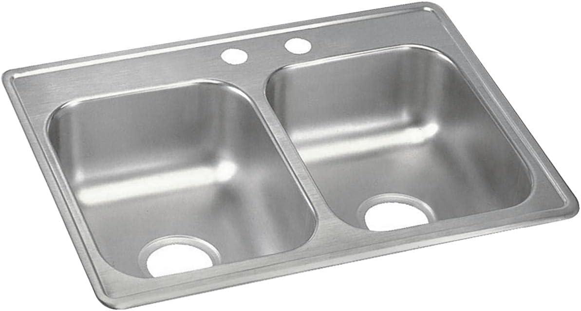 25" x 19" Stainless Steel Double Bowl Drop-In Sink