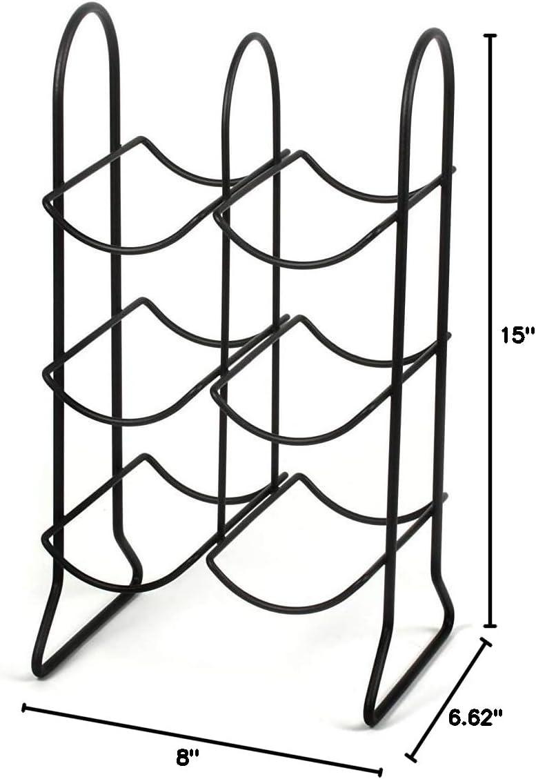 Black Steel 6-Bottle Countertop Wine Rack