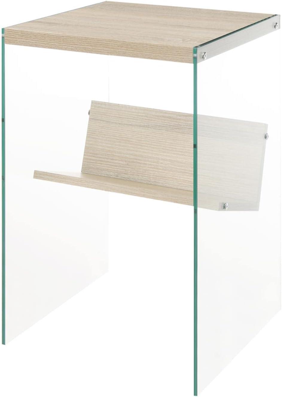 Soho Weathered White Wood and Glass Square End Table