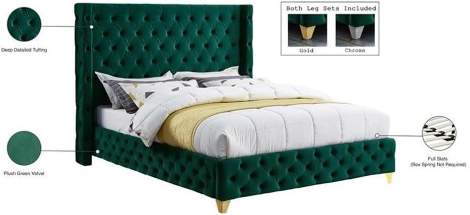 Meridian Furniture Savan Green Velvet King Bed